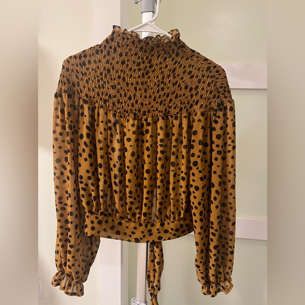 Leopard print long sleeve blouse